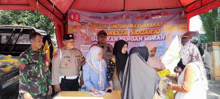 Kompak Tiga Pilar Kecamatan Krian  Gelar Gerakan Pangan Murah